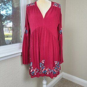 Free People Te Amo Dress Womens Small Butterfly Sleeve Embroidered Boho Festival